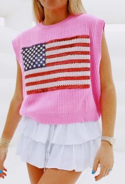 American Flag Sweater Vest - QUEEN OF SPARKLES