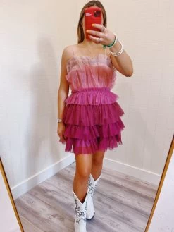 Layer It Up Tulle Dress Pink Multi