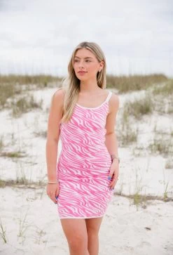 Zig Zag Zebra Dress - Pink