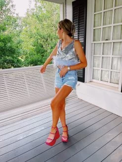 Shine On Sequin Top - Silver/Blue -Fashion Finds Outlet image 880fdeb1 a98d 45cd acab 946348bb2f02