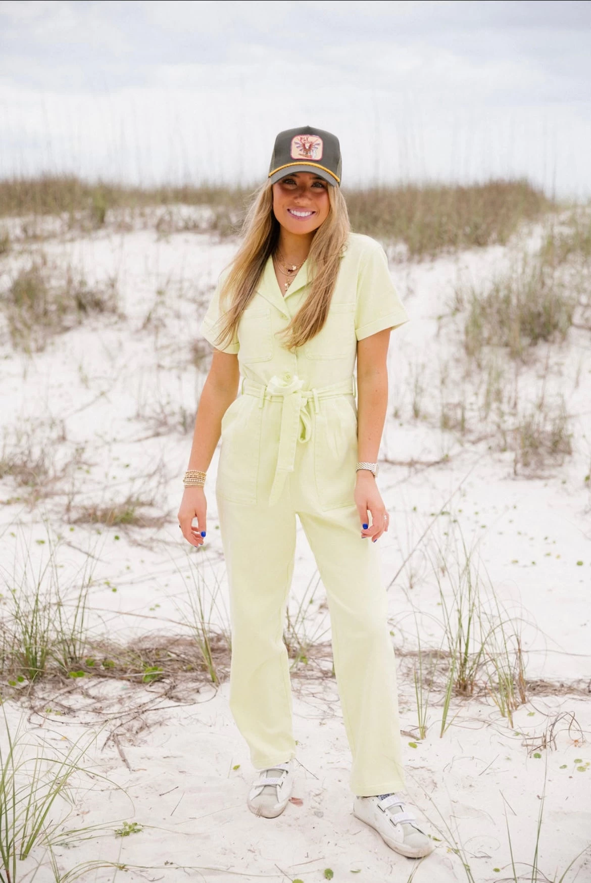 Kylie Washed Utility Jumpsuit - Lime Yellow 1 Kylie Washed Utility Jumpsuit - Lime Yellow