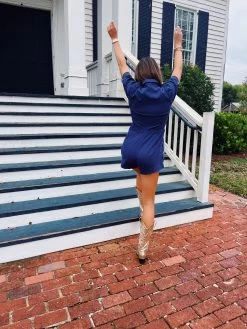 Puff Sleeve Romper - Navy -Fashion Finds Outlet image 942b63dd 8713 4a8c a904 0535d043aea7