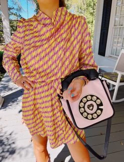 The Wilmer Geo Dress - Yellow/Orchid