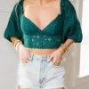 Sugar And Spice Lace Bustier Crop Top - Forest Green