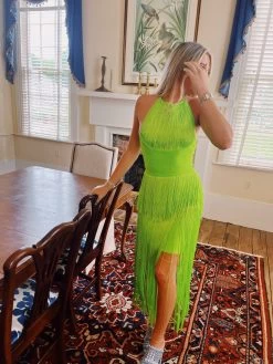 Milly Fringe Dress - Lime -Fashion Finds Outlet image ae563c1e 0135 4853 b682 7a87a2b931a6
