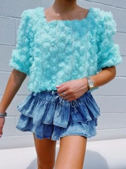 Field Of Flowers Top - Seafoam