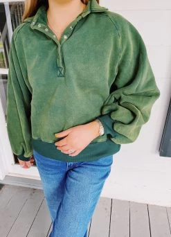 Piper Snap Sweatshirt - Hunter Green