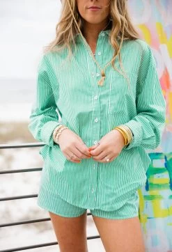 Ramey Stripe High Rise Shorts - Green White -Fashion Finds Outlet image bb943189 58b5 4e7e 94ba 3b45ad9eb4ab