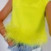 Fly Away Feather Top - Neon Lime