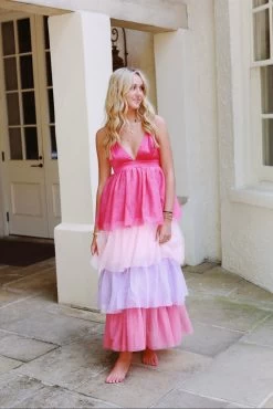 Darla Tulle Dress - Fuchsia Multi