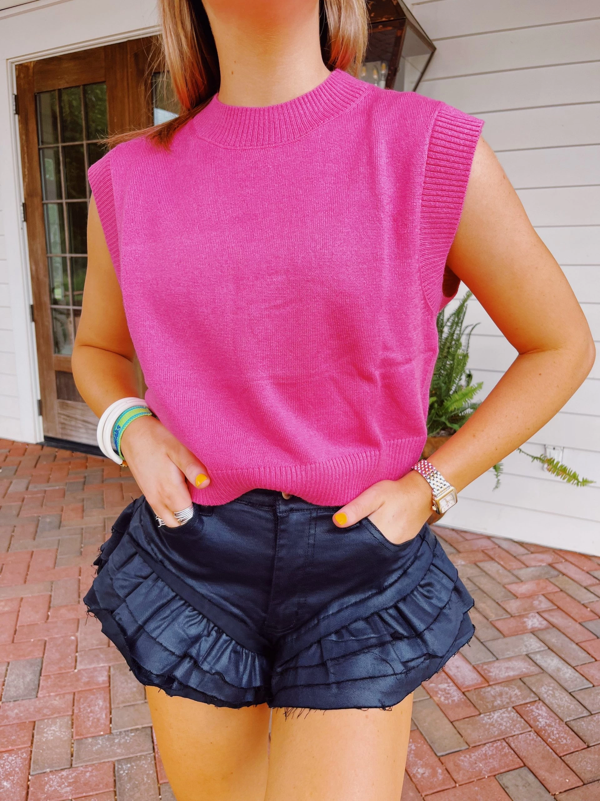 Old School Sweater Vest - Pink 1 Old School Sweater Vest - Pink