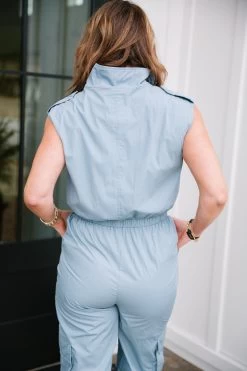Work It Cargo Jumpsuit - Smoke Blue -Fashion Finds Outlet image d1cd8861 fefa 463b 822b 9762332a601e