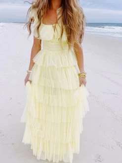 Pretty Lavish Tulle Maxi Dress - Yellow