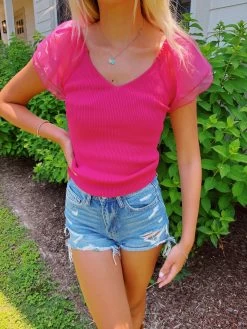 Kiss And Tell Tulle Top - Pink