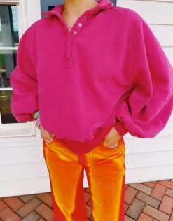 Piper Snap Sweatshirt - Fuchsia