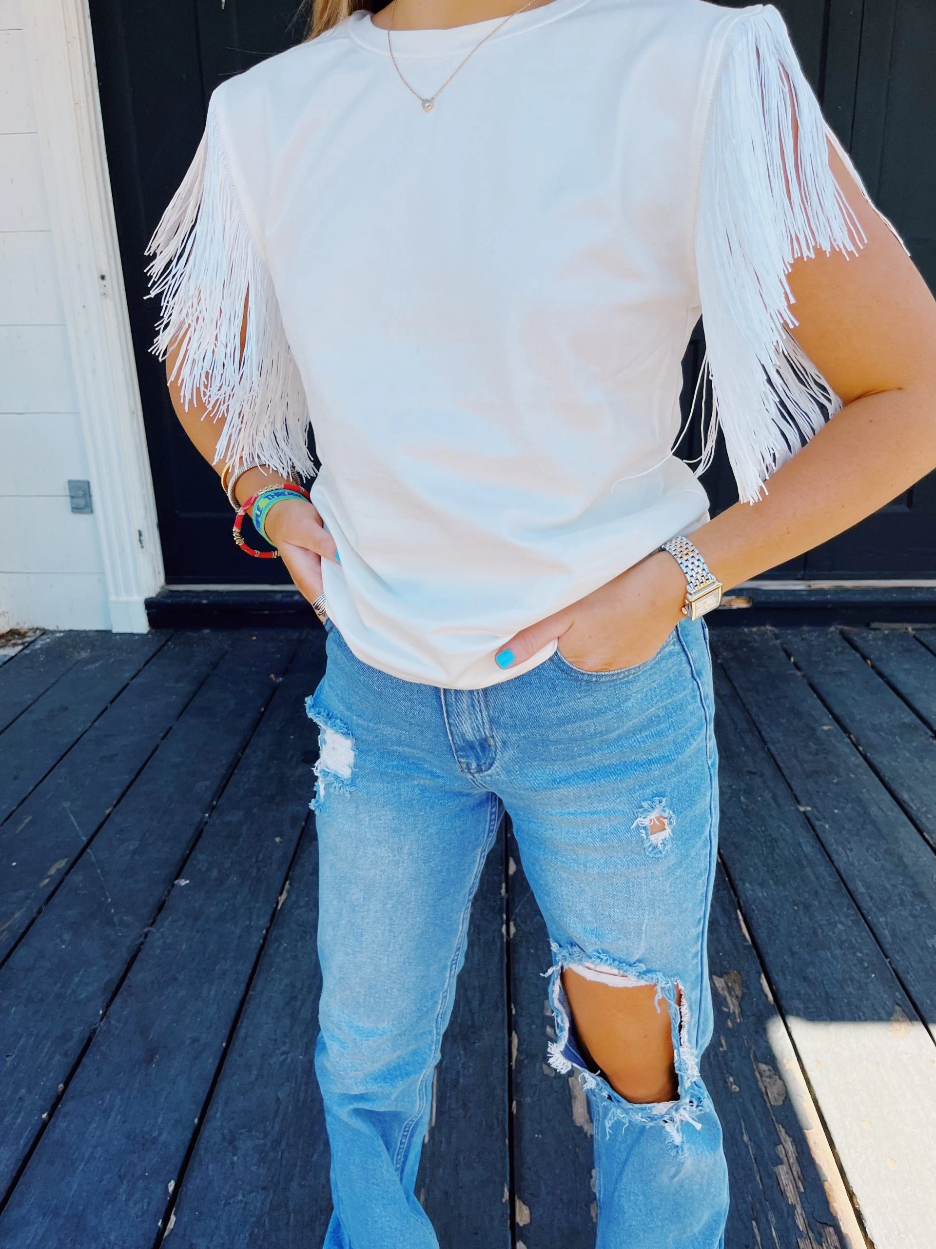 Shania Fringe Top - Off White 1 Shania Fringe Top - Off White