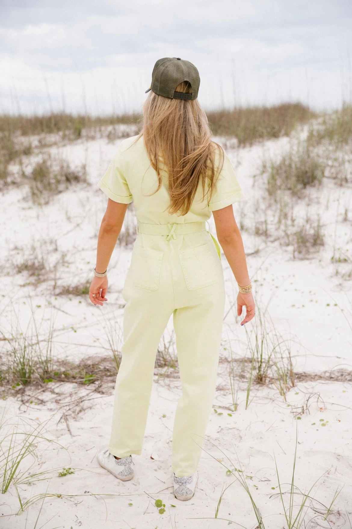 Kylie Washed Utility Jumpsuit - Lime Yellow 3 Kylie Washed Utility Jumpsuit - Lime Yellow - Image 3