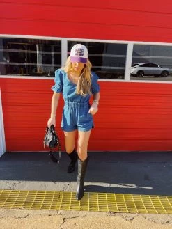 Scout Denim Romper - Medium Denim